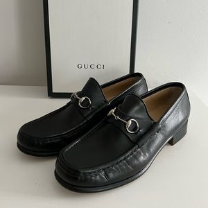 Authentic Gucci Horse Bit Black Loafers 8 B Dress Shoes Slip-On